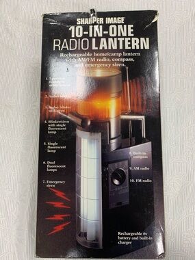 Sharper Image Black and Silver Radio Lantern with Amber Beacon